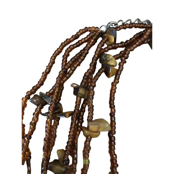 Polished Wood Brown Beaded Necklace, Boho, Tribal - Picture 2 of 3